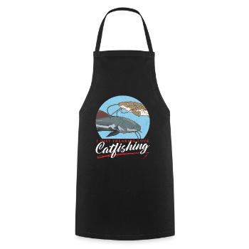 Pêcheurs à la ligne Pêche au poisson-chat Poisson Cadeau de pêche - Tablier de cuisine - noir - Devant - AI Model Male 185 dark (185cm)