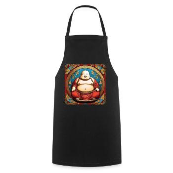 Dicker süßer Buddha - Kochschürze - Schwarz - Vorne - AI Model Male 185 dark (185cm)
