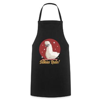 Silk Chickens Silk Chicken Silkie Chickens Gift - Cooking Apron - black - Front - AI Model Male 185 dark (185cm)