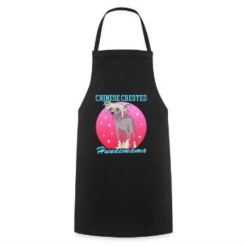 Chinese Crested Hundemama | Schopfhund Geschenk - Kochschürze - Schwarz - Vorne - AI Model Male 185 dark (185cm)