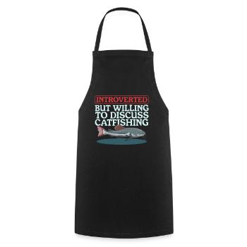 Pêcheur Poisson-Chat Pêche Pêche Poisson Cadeau - Tablier de cuisine - noir - Devant - AI Model Male 185 dark (185cm)