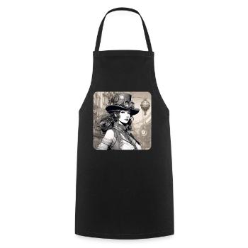 Cooles Steampunk Girl - Kochschürze - Schwarz - Vorne - AI Model Male 185 dark (185cm)