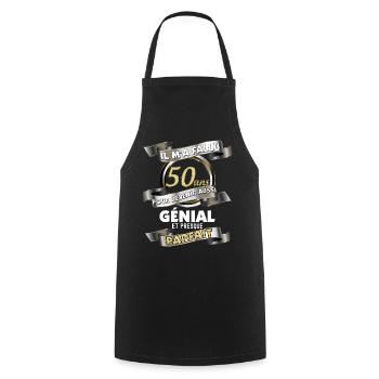 Anniversaire 50 ans génial et parfait Cadeau Homme - Tablier de cuisine - noir - Devant - AI Model Male 185 dark (185cm)