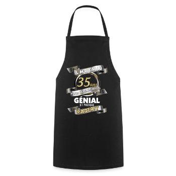 Anniversaire 35 ans génial et parfait Cadeau Homme - Tablier de cuisine - noir - Devant - AI Model Male 185 dark (185cm)