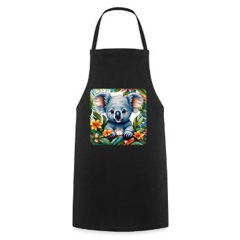Cute Koala Bear with Flowers - Cooking Apron - black - Front - AI Model Male 185 dark (185cm)