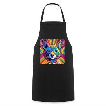 Animal Fox aux couleurs vives - Tablier de cuisine - noir - Devant - AI Model Male 185 dark (185cm)