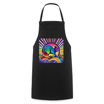 Spirit Animal Fox in Bright Colors - Cooking Apron - black - Front - AI Model Male 185 dark (185cm)