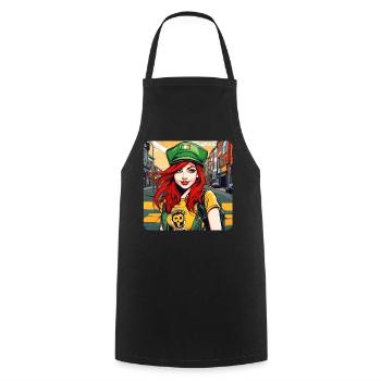 Fille rousse irlandaise cool - Tablier de cuisine - noir - Devant - AI Model Male 185 dark (185cm)