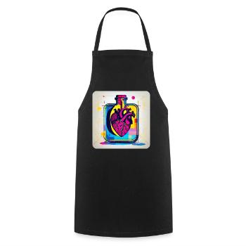 Herz im Graffiti Style - Kochschürze - Schwarz - Vorne - AI Model Male 185 dark (185cm)