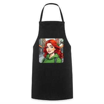 Fille rousse irlandaise cool - Tablier de cuisine - noir - Devant - AI Model Male 185 dark (185cm)