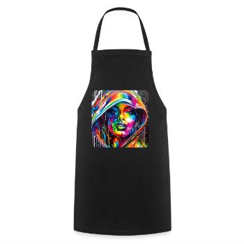 Femme dans le style graffiti - Tablier de cuisine - noir - Devant - AI Model Male 185 dark (185cm)
