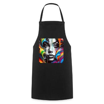 Femme dans le style graffiti - Tablier de cuisine - noir - Devant - AI Model Male 185 dark (185cm)