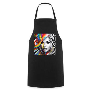 Femme dans le style graffiti - Tablier de cuisine - noir - Devant - AI Model Male 185 dark (185cm)
