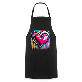 Heart in graffiti style - Cooking Apron - black - Front - AI Model Male 185 dark (185cm)