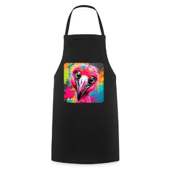 Funny pink bird in graffiti style - Cooking Apron - black - Front - AI Model Male 185 dark (185cm)