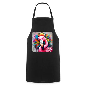 Cool pink flamingo in graffiti style - Cooking Apron - black - Front - AI Model Male 185 dark (185cm)