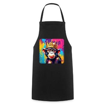 Cute monkey with crown in graffiti style - Cooking Apron - black - Front - AI Model Male 185 dark (185cm)