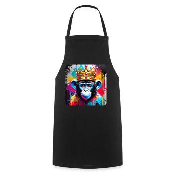 Cute monkey with crown in graffiti style - Cooking Apron - black - Front - AI Model Male 185 dark (185cm)