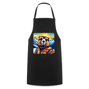 Marmotte cool dans les Alpes avec des lunettes de soleil - Tablier de cuisine - noir - Devant - AI Model Male 185 dark (185cm)