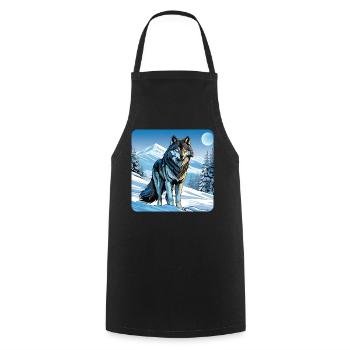 Stolzer Wolf im Winter Spiritanimal - Kochschürze - Schwarz - Vorne - AI Model Male 185 dark (185cm)