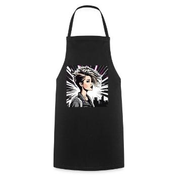 Cool Punk gothique fille avec rose - Tablier de cuisine - noir - Devant - AI Model Male 185 dark (185cm)