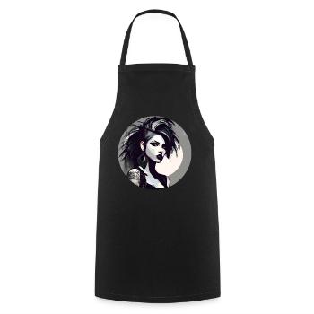 Cool gothic girl with tattoos - Cooking Apron - black - Front - AI Model Male 185 dark (185cm)