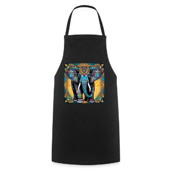 Spirit Animal Elephant in Bohemian Style - Cooking Apron - black - Front - AI Model Male 185 dark (185cm)