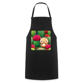 Hérisson mignon dans un champ de cactus - Tablier de cuisine - noir - Devant - AI Model Male 185 dark (185cm)