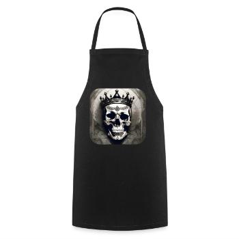 Grinning skull with crown - Cooking Apron - black - Front - AI Model Male 185 dark (185cm)