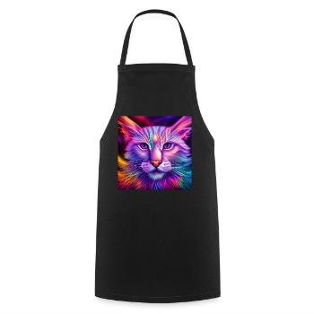 Katze in Neonfarben - Kochschürze - Schwarz - Vorne - AI Model Male 185 dark (185cm)