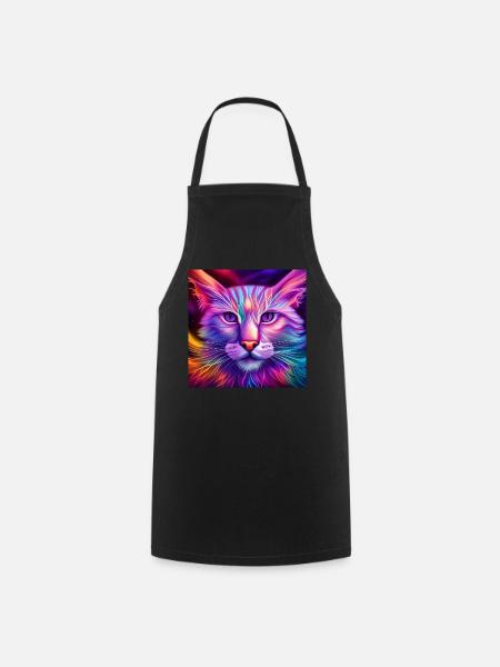 Katze in Neonfarben - Kochschürze - Schwarz