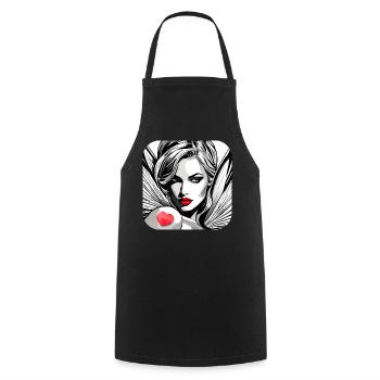 Angel with red heart tattoo - Cooking Apron - black - Front - AI Model Male 185 dark (185cm)