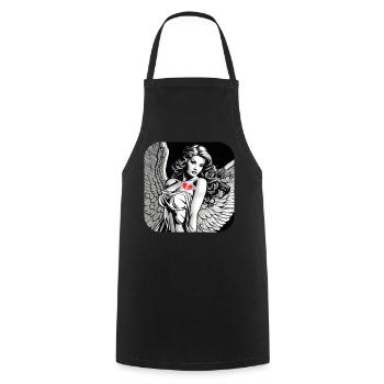Angel broken heart tattoo - Cooking Apron - black - Front - AI Model Male 185 dark (185cm)