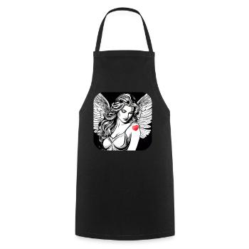Sad angel with heart tattoo - Cooking Apron - black - Front - AI Model Male 185 dark (185cm)