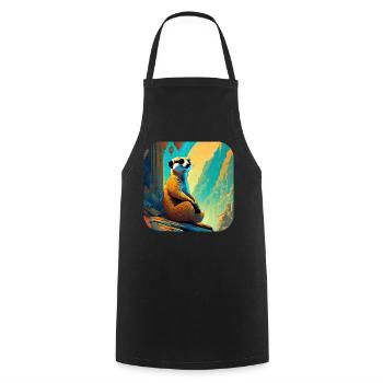 Cute lazy meerkat - Cooking Apron - black - Front - AI Model Male 185 dark (185cm)