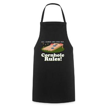 Joueurs de cornhole | Sac de haricots trou aveugle cadeau - Tablier de cuisine - noir - Devant - AI Model Male 185 dark (185cm)
