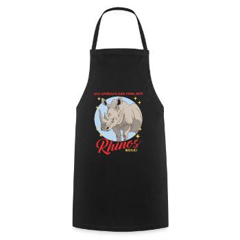 Rhino Rhinoceros Rhinos Gift - Cooking Apron - black - Front - AI Model Male 185 dark (185cm)