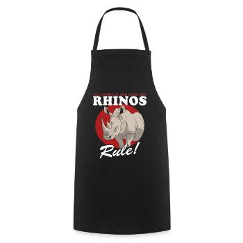 Rhino Rhinos Rhinoceros Gift - Cooking Apron - black - Front - AI Model Male 185 dark (185cm)