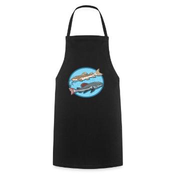 Poisson-chat | Poisson-chat pêche pêcheur silure cadeau - Tablier de cuisine - noir - Devant - AI Model Male 185 dark (185cm)