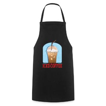 Eiskaffee Iced Coffee | Kaffeeliebhaber Geschenk - Kochschürze - Schwarz - Vorne - AI Model Male 185 dark (185cm)