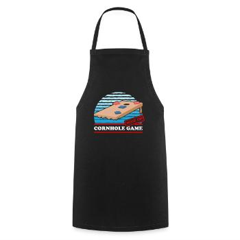 Joueurs de cornhole | Sac de haricots trou aveugle cadeau - Tablier de cuisine - noir - Devant - AI Model Male 185 dark (185cm)