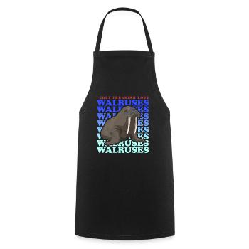 Walross Walrosse Walrus Walroß Geschenk - Kochschürze - Schwarz - Vorne - AI Model Male 185 dark (185cm)