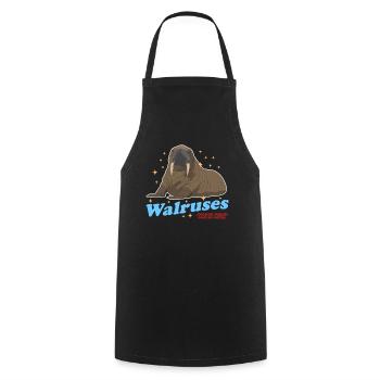 Walross Walroß Walrosse Walrus Robbe Geschenk - Kochschürze - Schwarz - Vorne - AI Model Male 185 dark (185cm)