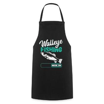 Sandre pêcheur pêche cadeau de pêche - Tablier de cuisine - noir - Devant - AI Model Male 185 dark (185cm)