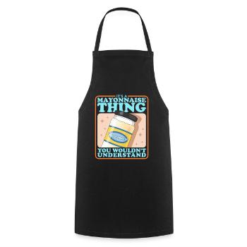 Mayo Mayonnaise amant cadeau - Tablier de cuisine - noir - Devant - AI Model Male 185 dark (185cm)