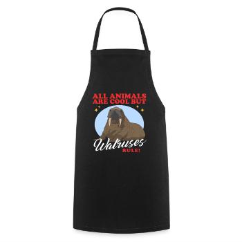 Walross Walrus Walroß Walrosse Geschenk - Kochschürze - Schwarz - Vorne - AI Model Male 185 dark (185cm)