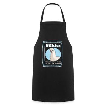 Silky Chickens, Silkie Chickens, Silkie Chickens Gift - Cooking Apron - black - Front - AI Model Male 185 dark (185cm)