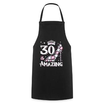 Stylish shoe design for women's 30th birthday - Cooking Apron - black - Front - AI Model Male 185 dark (185cm)