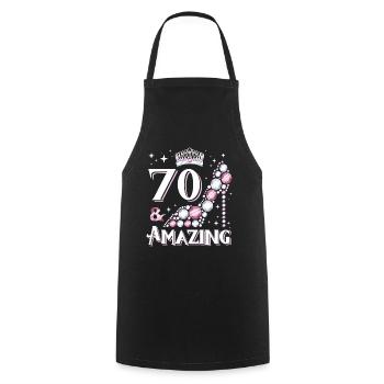 Stylish shoe design for women's 60th birthday - Cooking Apron - black - Front - AI Model Male 185 dark (185cm)