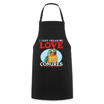 Conure Conures Papageien Geschenk - Kochschürze - Schwarz - Vorne - AI Model Male 185 dark (185cm)